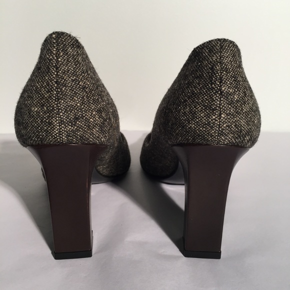 New GIVENCHY Tweed & Leather Heels Pumps NWOB Square Toe - Picture 7 of 8